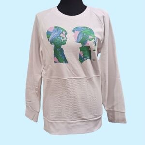 BOY MEETS GIRL Graphic Sweatshirt Mesh Detail